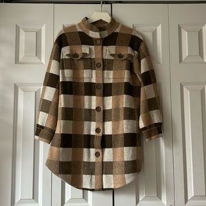 Field flower plaid sweater jacket